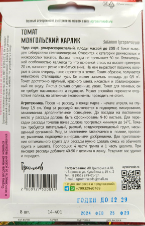 Томат Мангольский Карлик. Григорьев