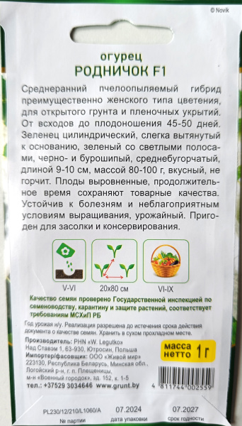 Огурец Родничок F1 1 г