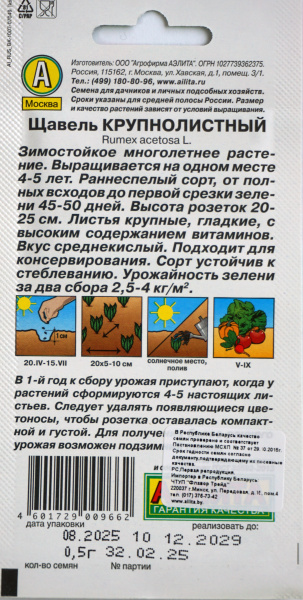 Щавель Крупнолистный Аэлита
